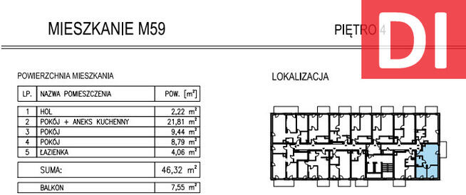 Nowe >3 pokoje > 46,32 m2 > Al. Solidarności