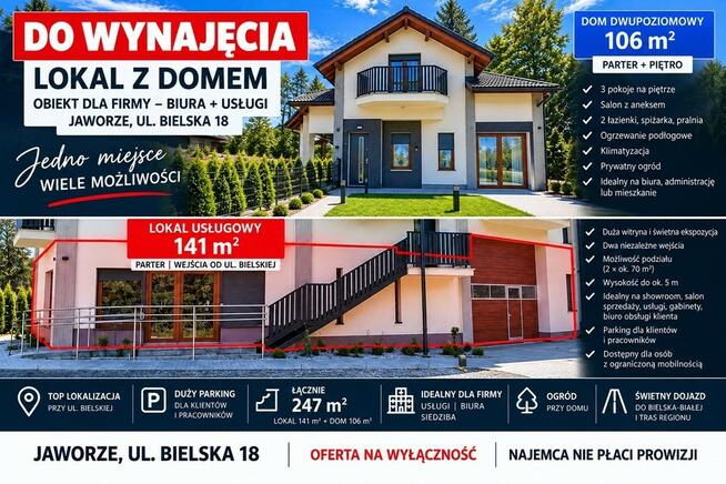 Lokal usługowy + dom z ogrodem Jaworze