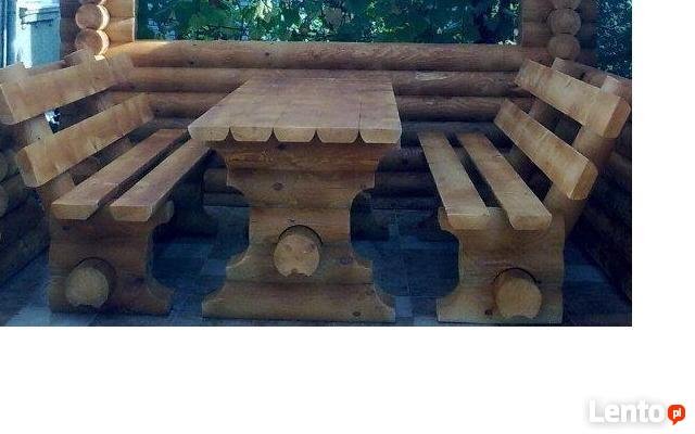 Meble ogrodowe, drewniane meble, meble z bali