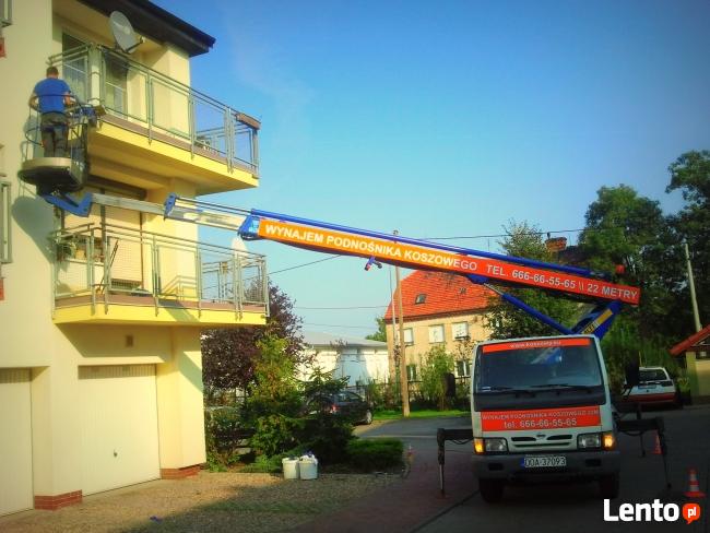 Wynajem podnośnika koszowego, wysięgnika, zwyżki 22m 3,5t.