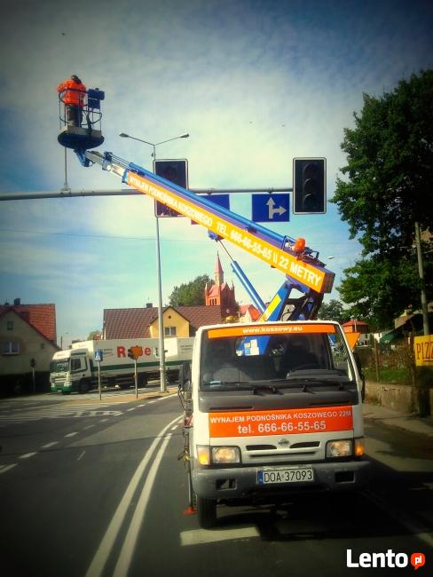 Wynajem podnośnika koszowego, wysięgnika, zwyżki 22m 3,5t.