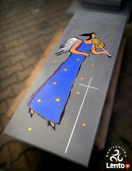 Nagrobek - Malowany Anioł, nowoczesny, nietypowy, niepowtarz