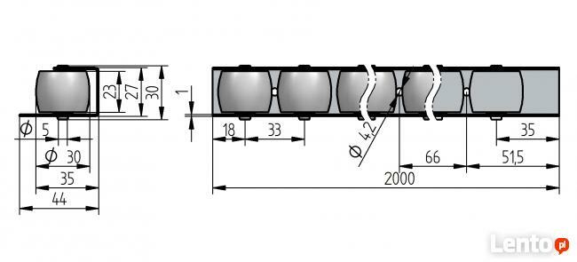 Listwa rolkowa typ 100 G podziałka 33