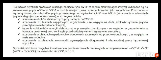 styczniki próżniowe SV