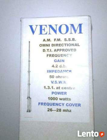 Antena bazowa CB radio 5/8 fali CRT VENOM Nowa Kabel RG-58