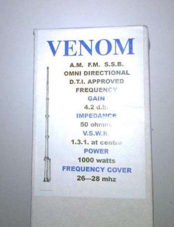 Antena bazowa CB radio 5/8 fali CRT VENOM Nowa Kabel RG-58