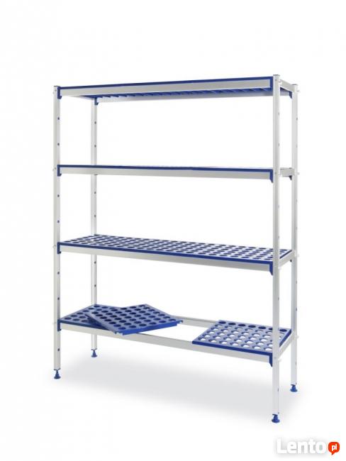 Regał magazynowy aluminiowy polipropylenowe półki 600kg