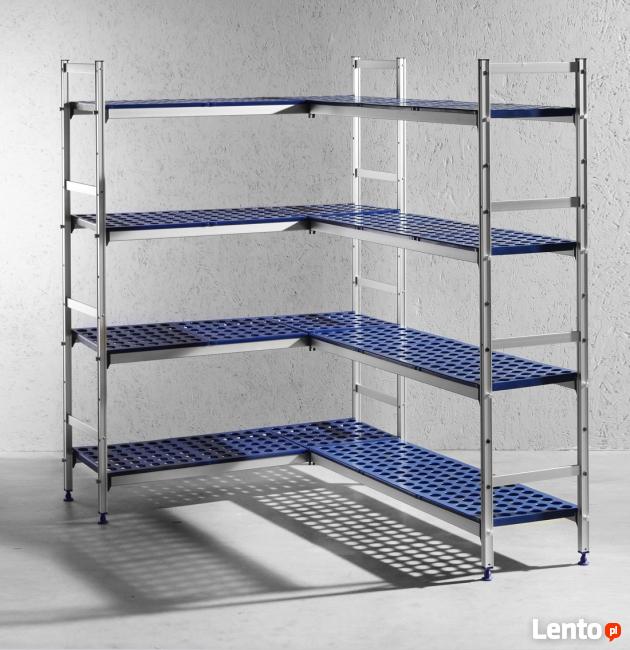 Regał magazynowy aluminiowy polipropylenowe półki 600kg