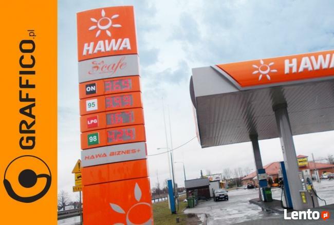 Pyon cenowy, reklamy dla stacji paliw, reklama świetlna