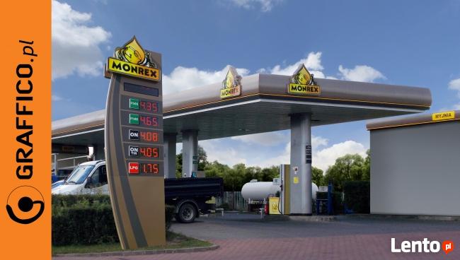 Pyon cenowy, reklamy dla stacji paliw, reklama świetlna