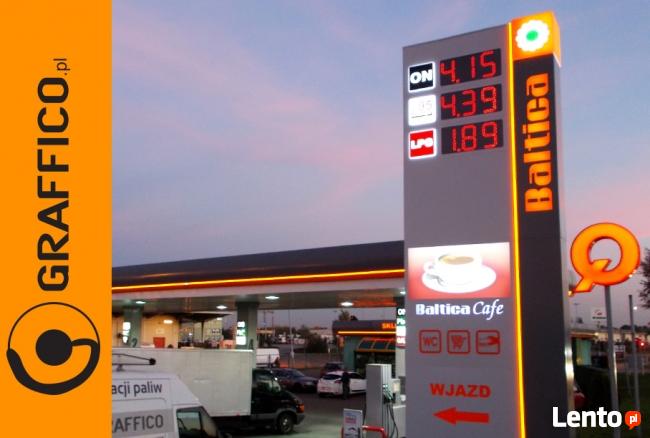 Pyon cenowy, reklamy dla stacji paliw, reklama świetlna