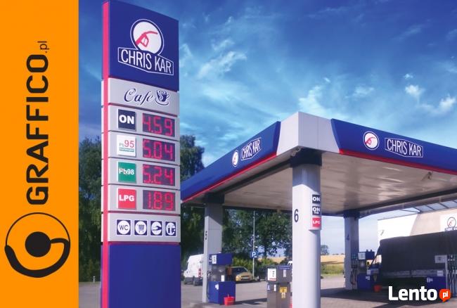 Pyon cenowy, reklamy dla stacji paliw, reklama świetlna