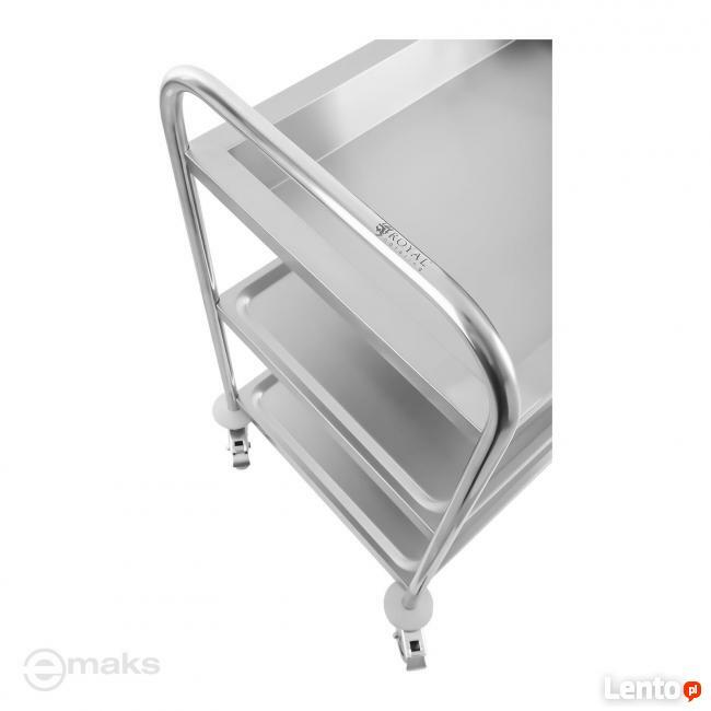 Wózek kelnerski 3 półki stal szlachetna kółka z hamulcami
