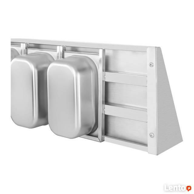 Półka 120cm + 5 pojemników GN1/4 stal nierdzewna