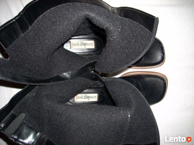 Gładkie czarne Kozaczki 39 40 Kozaki