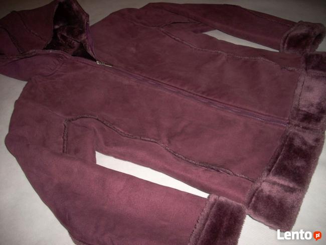 KURTKA z kapturem kożuszek j NOWY S M burgund