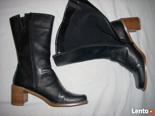 Gładkie czarne Kozaczki 39 40 Kozaki