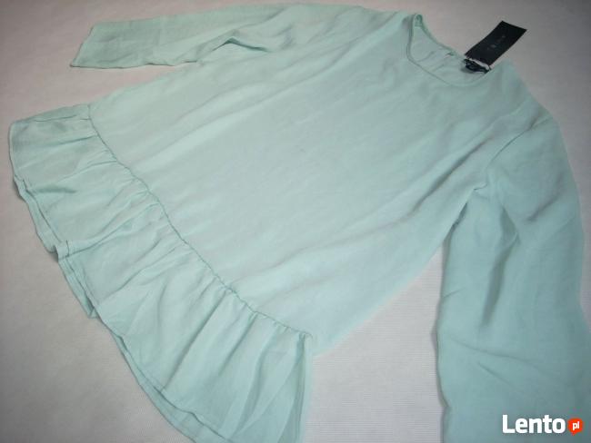 AMISU MIĘTOWA Tunika Bluzka Koszula Falbanka NOWA L XL