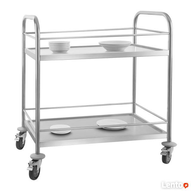 Wózek kelnerski transportowy z relingami 2 półki