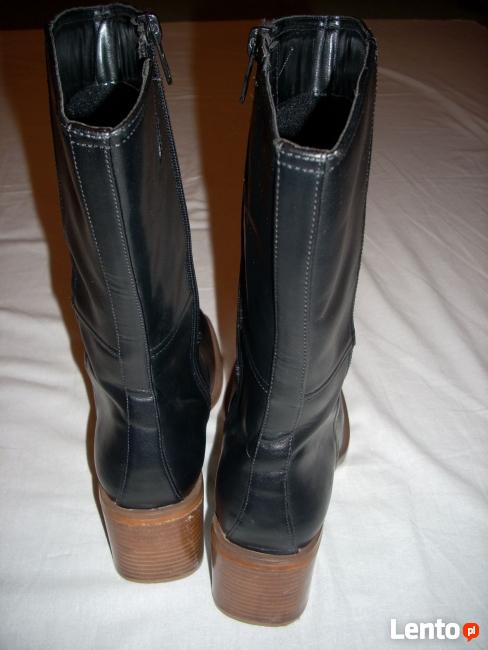 Gładkie czarne Kozaczki 39 40 Kozaki