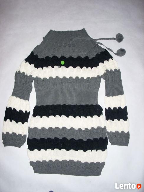 TUNIKA Sweter SUPER Splot Pompon NOWA S M