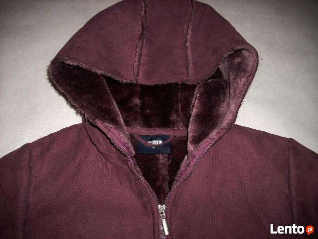 KURTKA z kapturem kożuszek j NOWY S M burgund