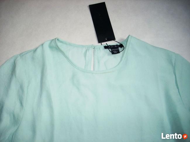 AMISU MIĘTOWA Tunika Bluzka Koszula Falbanka NOWA L XL
