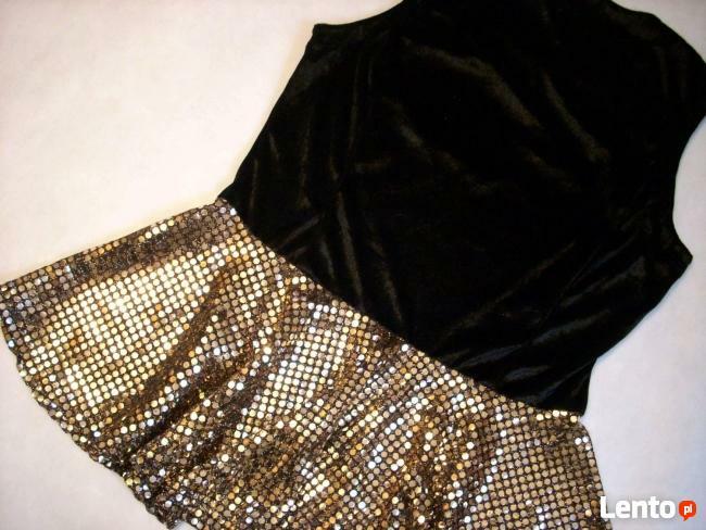 CZARNO ZŁOTA TUNIKA impreza wesele Aksamit NOWA 42 XL