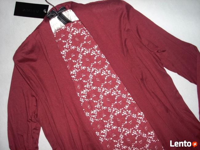 AMISU burgundowa NOWA narzutka Z KORONKĄ 40 L 38 M