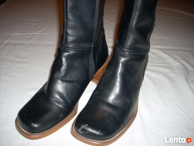 Gładkie czarne Kozaczki 39 40 Kozaki