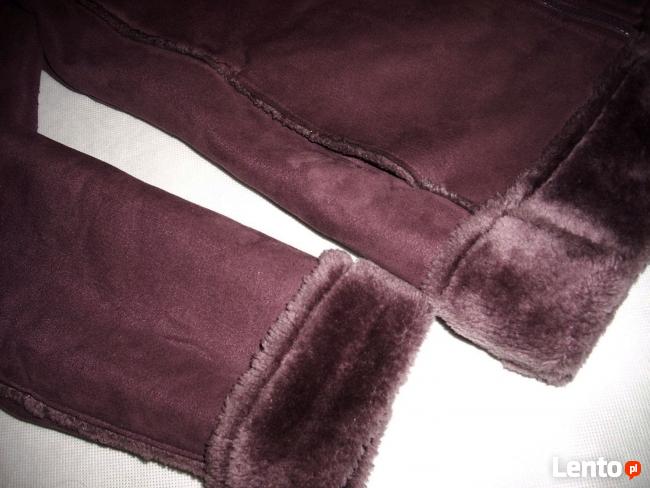 KURTKA z kapturem kożuszek j NOWY S M burgund