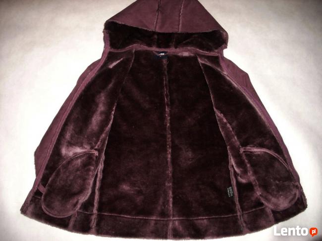KURTKA z kapturem kożuszek j NOWY S M burgund