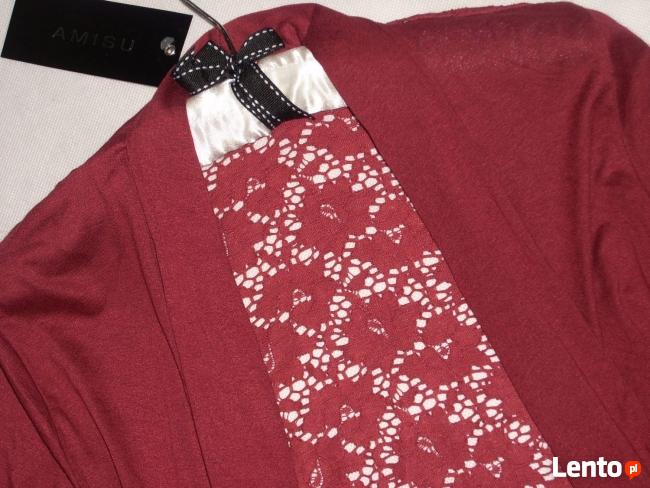 AMISU burgundowa NOWA narzutka Z KORONKĄ 40 L 38 M