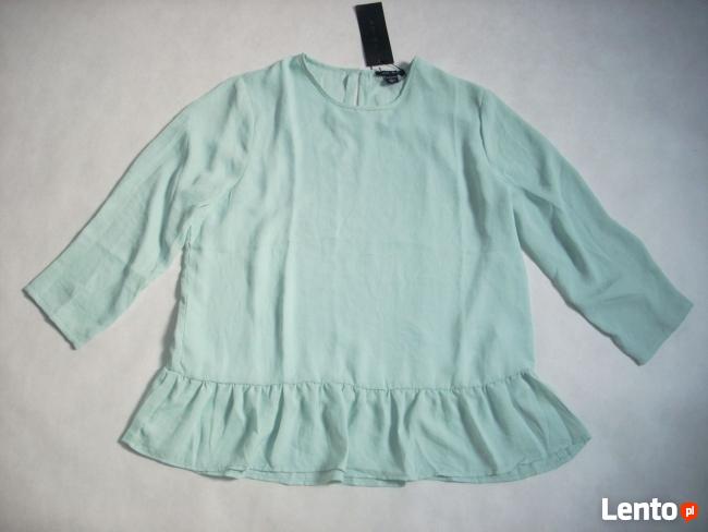 AMISU MIĘTOWA Tunika Bluzka Koszula Falbanka NOWA L XL