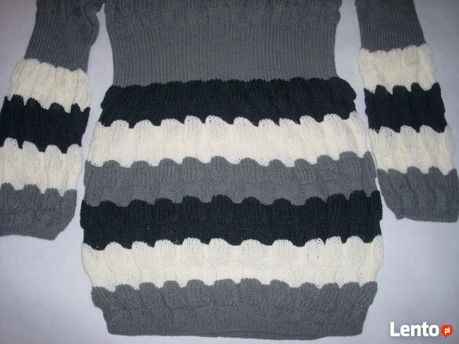 TUNIKA Sweter SUPER Splot Pompon NOWA S M