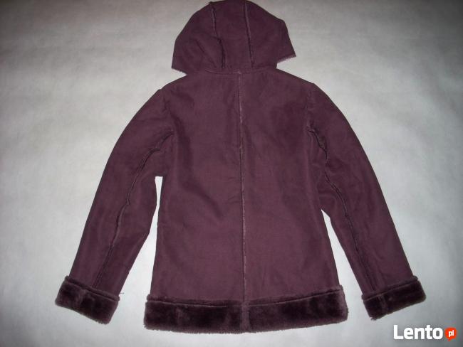 KURTKA z kapturem kożuszek j NOWY S M burgund