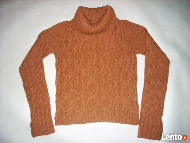 Ciepły Sweter Golf Warkocze j Nowy S M vintage