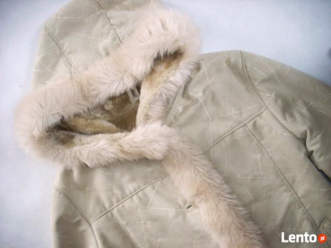 PIĘKNY Kożuch Ciepły Płaszcz Kaptur j NOWY 40 42 Haft