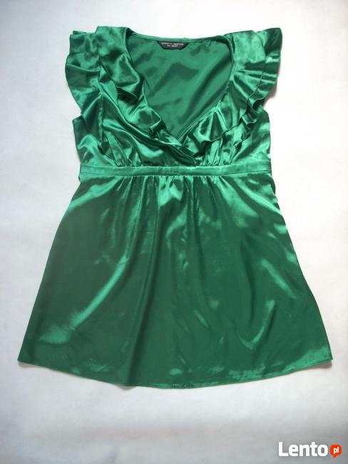 DOROTHY PERKINS zielona tunika Falbanki Satyna 40 L