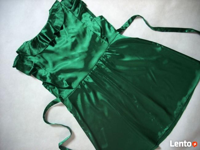 DOROTHY PERKINS zielona tunika Falbanki Satyna 40 L