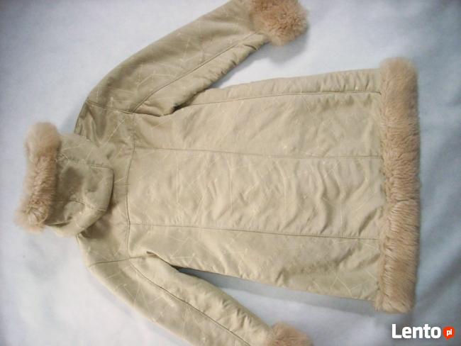 PIĘKNY Kożuch Ciepły Płaszcz Kaptur j NOWY 40 42 Haft