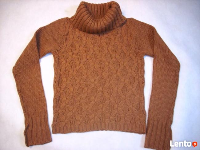 Ciepły Sweter Golf Warkocze j Nowy S M vintage
