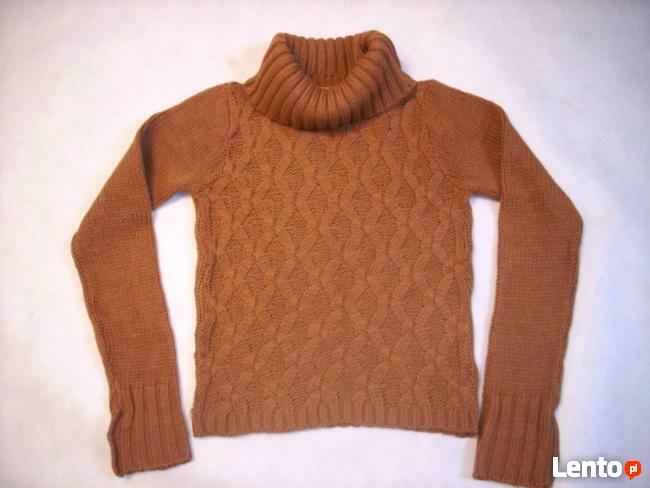 Ciepły Sweter Golf Warkocze j Nowy S M vintage