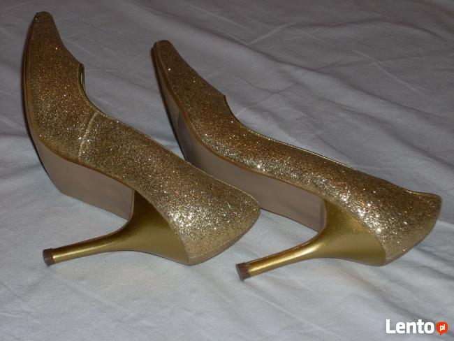 Złote Buty Szpilki Wizytowe j nowe 36 36,5