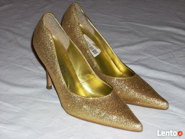 Złote Buty Szpilki Wizytowe j nowe 36 36,5