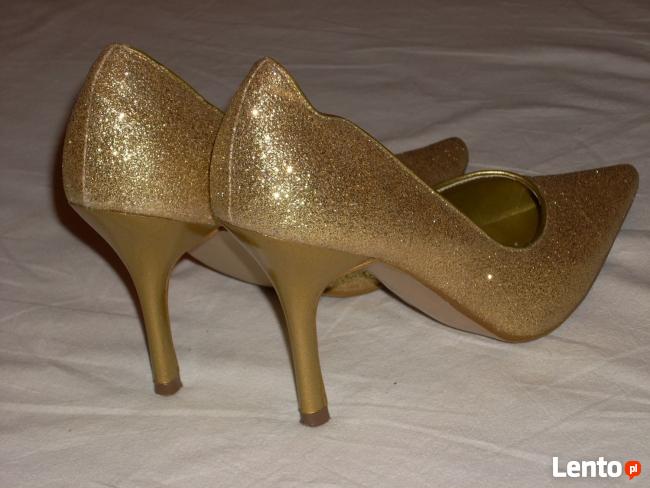 Złote Buty Szpilki Wizytowe j nowe 36 36,5