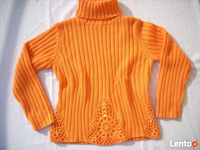 CIEPŁY Sweter Golf Szydełkowy j NOWY M 38 L 40