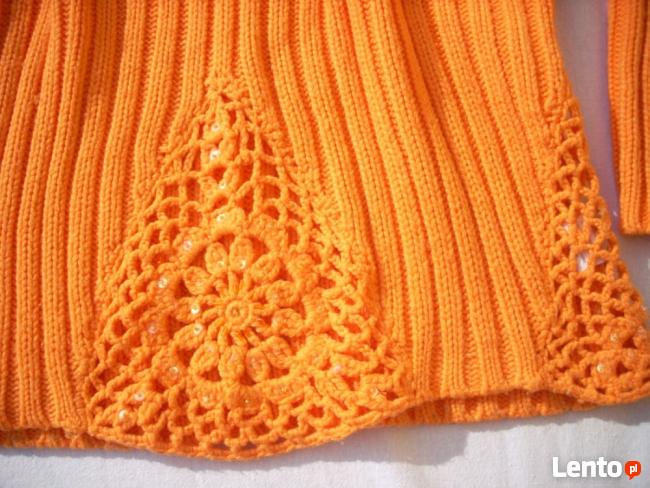 CIEPŁY Sweter Golf Szydełkowy j NOWY M 38 L 40