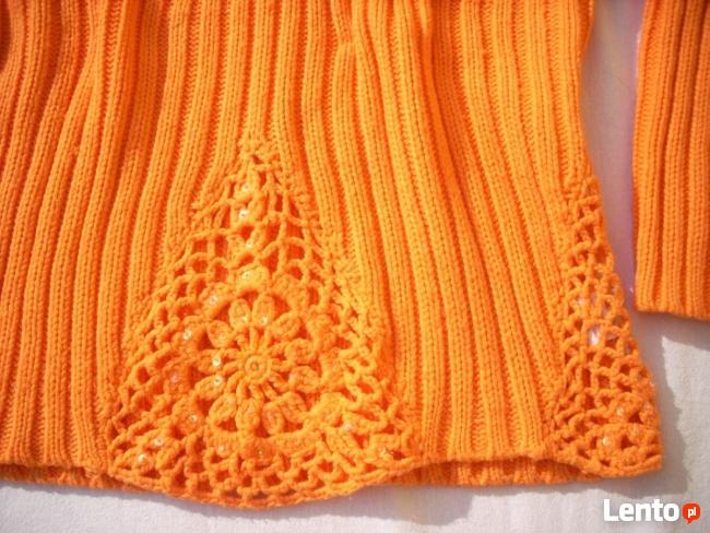 CIEPŁY Sweter Golf Szydełkowy j NOWY M 38 L 40