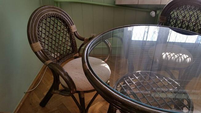 Komplet rattanowy STÓŁ + 4 KRZESŁA - oliwkowy - OLIMAR